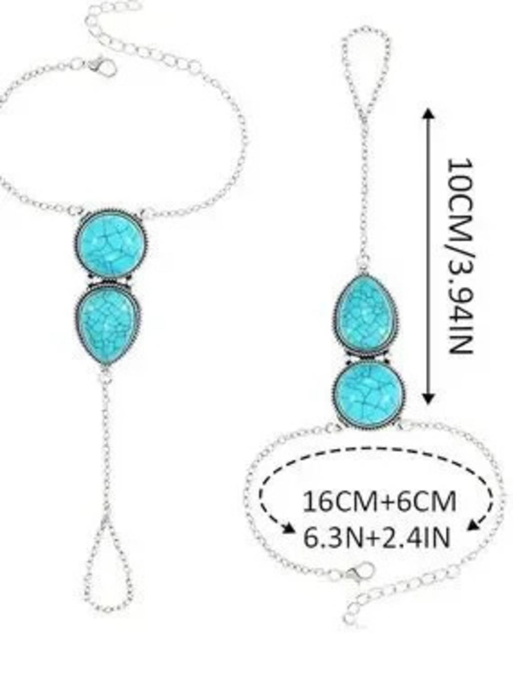 Anthropologie Silver Color Bracelet with Bright Turquoise Stones